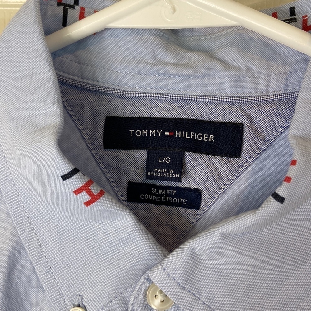 Tommy Hilfiger blue button down shirt slim fit - Picture 3 of 5